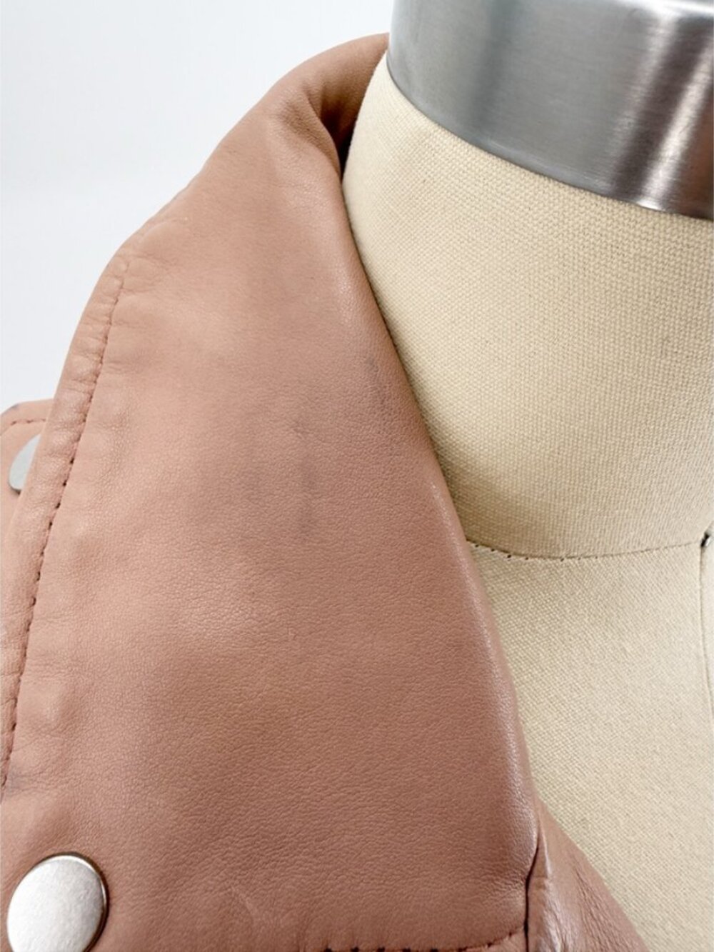 AllSaints Dalby Leather Biker Jacket in Blush Pink - Size US 4 - Picture 3 of 16